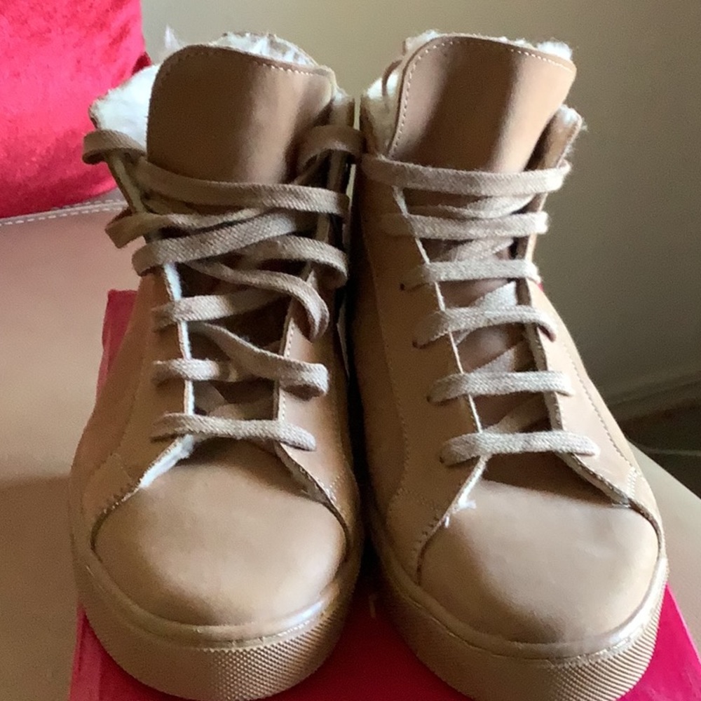 Zara Tan Suede Leather Tennis shoes.